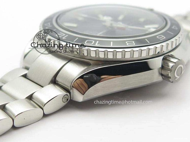 0119 Planet Ocean GMT 42mm V6F Best Edition Black Dial Silver Markers On SS Bracelet A Casual 8273